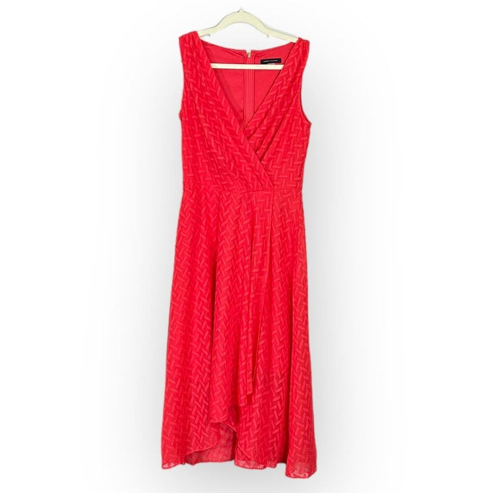 Tommy Hilfiger Faux Wrap Midi Dress Women's 2 Sleeveless Textured V-Neck NWT